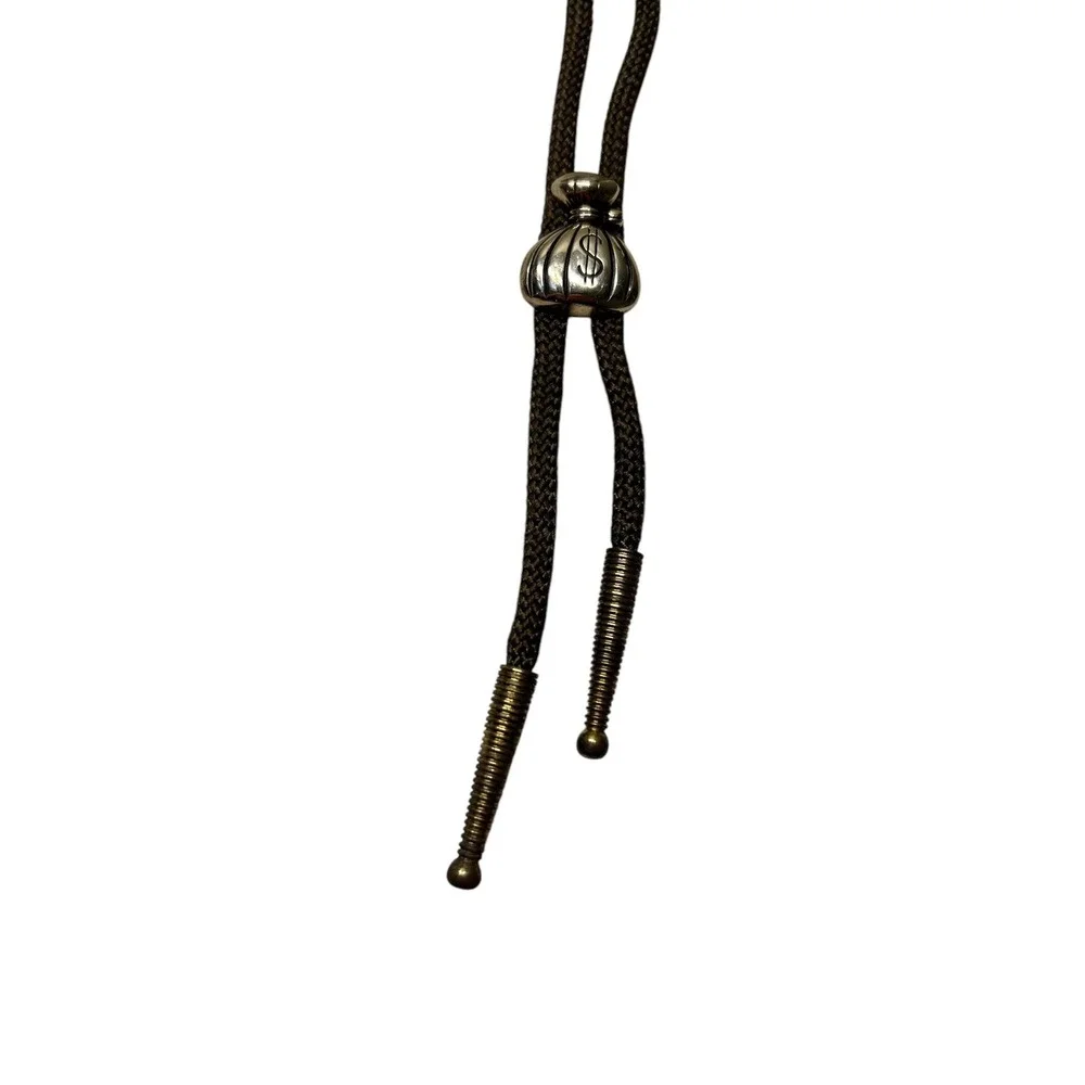 Vintage Brass Money Bag Bolo Tie Unique Pop‎ Culture